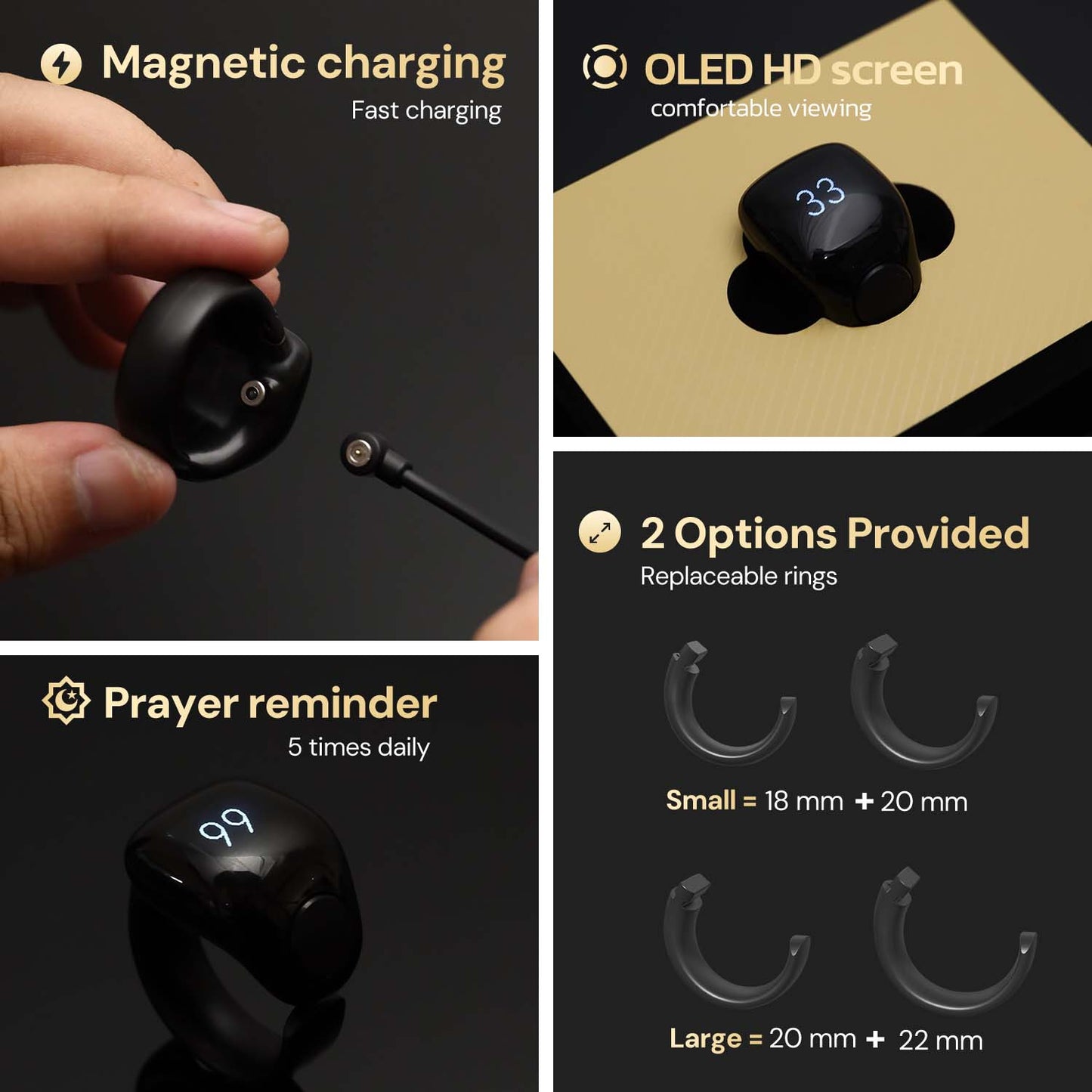 Zikr Ring Smart Tasbeeh Counter 丨Weslamic iTasbih Ring - Salam